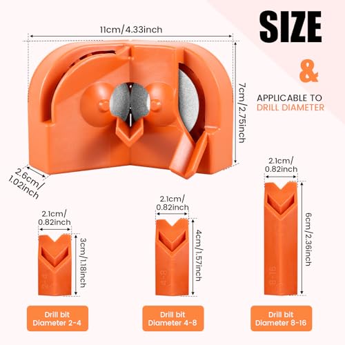 Drill Bit Sharpener, Multipurpose Drill Bits Grinding Sharpener for All Bits, Mill Drill Machine Blade Sharpening Tool with Power Drill, Electric Drill Grinder Grinding Tool for Masonry Carbide Metal - Thumbnail 3