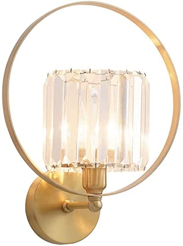 Aplique de pared de cobre con elegante pantalla de cristal E14 para dormitorio
