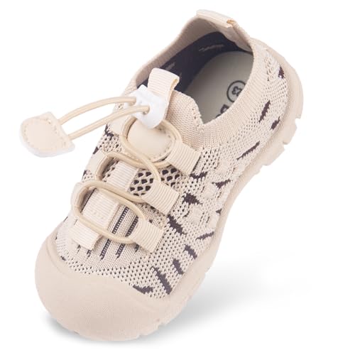 White Toddler Sneakers 9T Summer Slip On Shoes with Wide Toe Box Flexible Rubber Sole for Soccer Running and Outdoor Play Barefoot Comfy Design Girls Boys Casual Wear