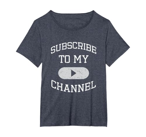 Subscribe to My Channel Content Creator Social Media T-Shirt, Women's Plus, Heather Blue, 5X
