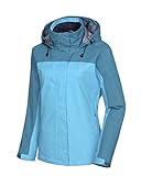 Adjustable Velcro cuffs Little Donkey Andy Women\'s Lightweight Jacket Outdoor Shell Hiking Travel Rain Coat Pagoda Blue/Aqua XS