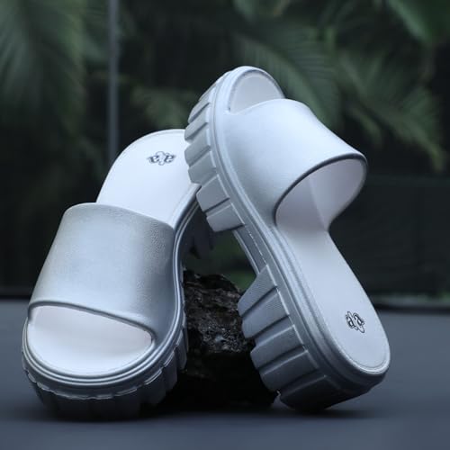 Image of Liberty A-HA LB46-01E Casual Sandal for Women - Grey, Dark Grey & Yellow | Comfortable EVA Sole and Cushioned Footbed | Durable Summer Footwear for Outdoor | Ideal for Everyday Wear