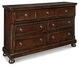 Signature Design by Ashley Porter Traditional 7 Drawer Dresser, Dark Brown