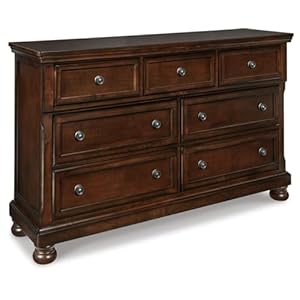 Signature Design by Ashley Porter Traditional 7 Drawer Dresser, Dark Brown