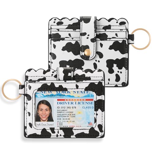 Image of SENDEFN Credit Card Holder Wallet Slim Card Wallet Women RFID Blocking Wallet for Women with Keyring and ID Window