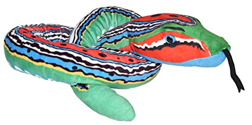 Wild Republic Snake Plush, Stuffed Animal, Plush Toy, Gifts for Kids, Green Blue Red, 54 Inches