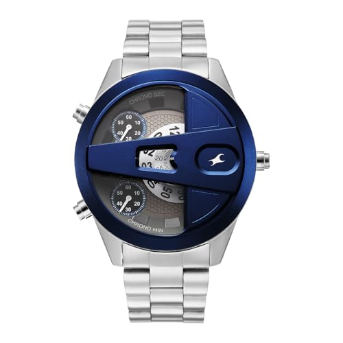 Image of Fastrack Overdrive Micromotor Quartz Analog with White Dial Silver Stainless Steel Metal Strap Watch for Men - 3331KM02