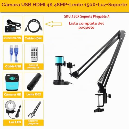 Microscopio digital 4K con lente zoom 150X y sensor de imagen IMX327 2