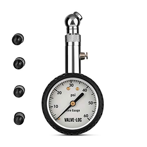 Valve-Loc Tire Pressure Gauge - Measure Tire Pressure from 10 to 60 PSI