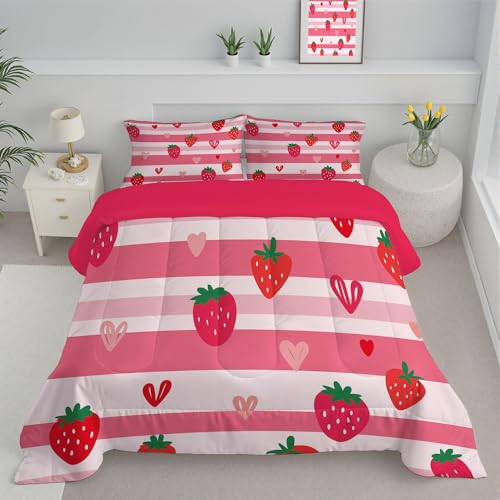 Edredón fresa dibujada a mano para decorar dormitorios infantiles alegres en invierno 2