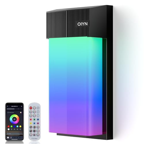 Image of OIYN Outdoor Wall Light, Smart RGBICWW Porch Lights Outdoor, 1500LM Modern Wall Sconce with 30+ Scene Modes, Remote & APP Control, IP65 Waterproof Color-Changing DIY for Outdoor Decor, 1 Pack
