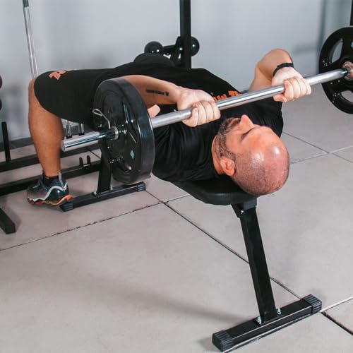 Banco De Academia Reto Dobrável 120cm Treino Supino E Musculação Suporta 250Kg