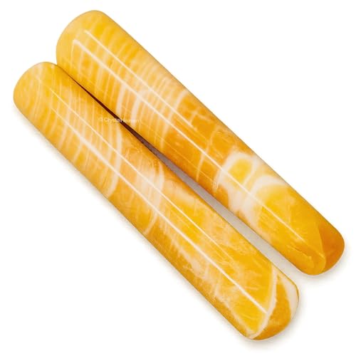 Image of Yellow Calcite Crystal Wand - Smooth Crystal Wand for Energy Healing, Chakra Balancing, Meditation and Home Decor - Crystals and Healing Stones for Gift