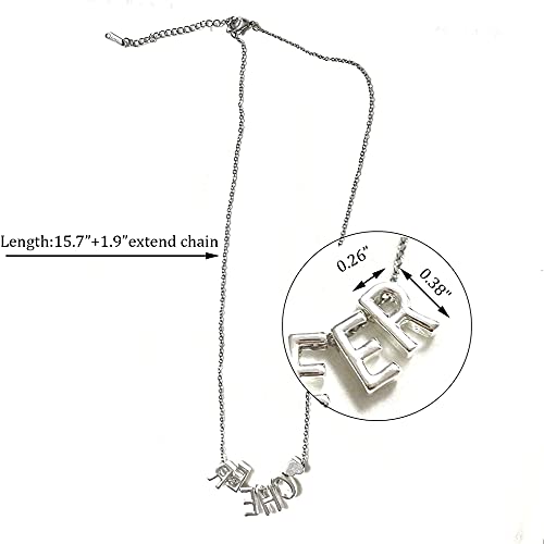 MOYI Cheer Necklace Cheerleader Cheerleading Teens Girls Letter Heart Pendant Stainless Steel Chain Dainty Jewelry Gifts