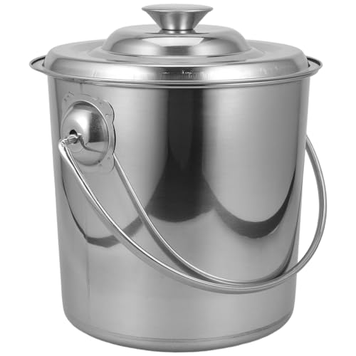 HOMSFOU Cubo para Almacenar Arroz y Líquidos de Acero Inoxidable 201 20X20Cm Tapa y Asa, Adecuado para Uso en Cocina y Reuniones Sociales