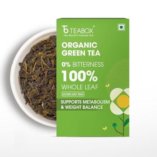 Image of Teabox Green Tea Loose Leaves | Made with 100% Whole Leaf, Sourced from Highlands | 0% Bitterness Assured | 100G (Pack of 3)