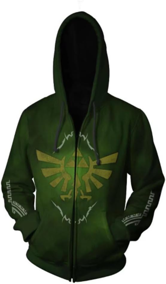 CHLOBLOM Link Hoodie Cosplay Costume Zipper Jacket Novelty Sweatshirt