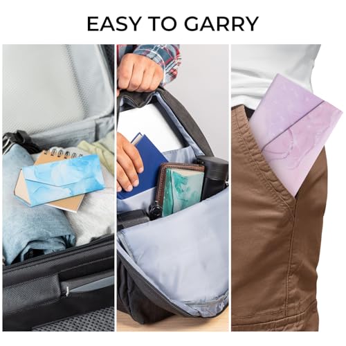 Image of 4 Pack Foldable Glasses Case with Cleaning Cloth, Collapsible Travel Sunglass Holder for Men Women