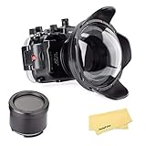 Meikon Underwater Camera Housing Case w/Wide Angle Lens Kit, 40M/130FT Waterproof Housing for Sony A7 II A7R II A7S II 28-70mm/ 24-70mm Lens