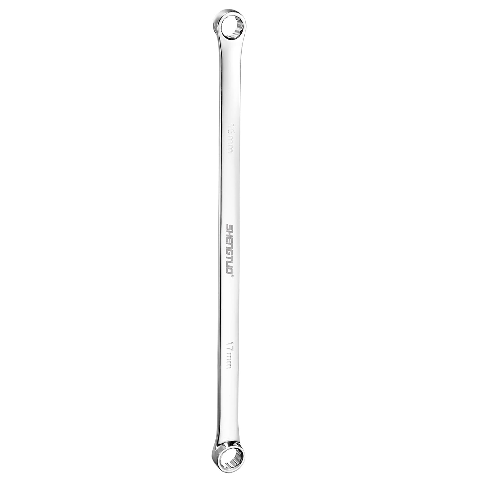HARFINGTON Double End Box Wrench 16 x 17 mm Metric 12 Point 0 Degree Offset Extra Long Double End Box Ratcheting Wrench CR-V Polished Long Spanner Tools for Repairs
