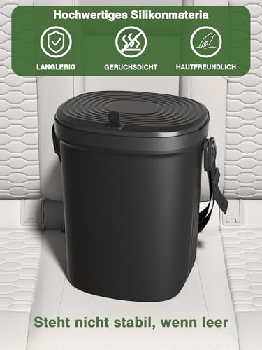 Garoopion Wasserdichter Silikon-Auto-Mülleimer, 7,2 l weicher Hänge-Abfalleimer mit Deckel, leicht zu reinigen, geeignet für Pkw, SUVs, MPVs und Lkw