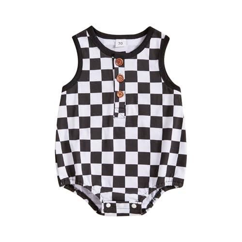 MoZiKQin Baby Boy Girl Clothes Newborn Checkered Bubble Romper Sleeveless Jumpsuit Infant One Piece Summer Outfit