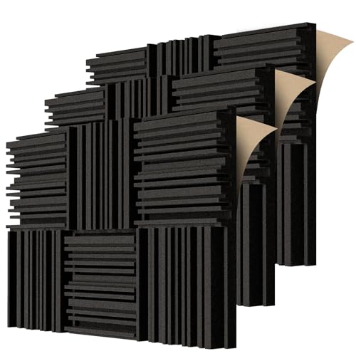 BXI Selbstklebende Akustikschaum-Paneele, 30 x 30 x 5 cm 18 Stück Breitband Schallabsorbierender Schaum, Dichte Schalldämmungspolsterung, Aufnahmestudio Schaumabsorber