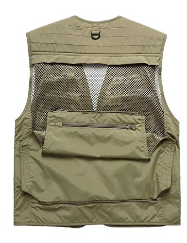Perbai Mens Utility Summer Outdoor Travel Safari Photo Fishing Cargo Vest with Multi Pockets3