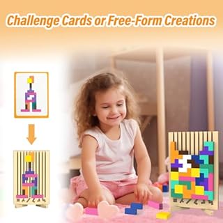 Wooden Block Puzzle Montessori Toy，Colorful Stacking Game Educational Puzzle Jigsaw Puzzles for Toddlers and Kids, Brain Teaser Wooden Toy Gift for 3 4 5 Year Old Boys and Girls