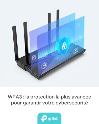TP-Link Archer AX58 Routeur WiFi 6, Routeur WiFi AX 3000 Mbps bi-Bande, 5 Ports Gigabit, 4 antennes à Haute Performance, WPA3, Contrôle Parental, EasyMesh, Antivirus intégré