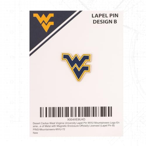 Image of Desert Cactus West Virginia Mountaineers Magnetic Metal Lapel Pin (B) | Officially Licensed WVU West Virginia University Enamel Finish Lapel Pin Formal Wear Bag and Hat Jewelry Tie Track Brooch Pin