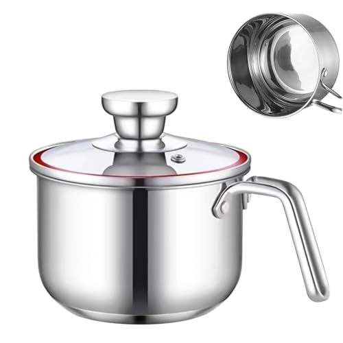 Edelstahl Milchtopf mit Deckel, 1.25L Kochtopf Induktion mit Griff, Simmertopf Puddingtopf, Milchtopf Edelstahl mit Glasdeckel, Stielkasserolle, Milchkochtopf für alle Herdarten Geeignet, 14,5x10 cm Edelstahl Milchtopf mit Deckel, 1.25L Kochtopf Induktion mit Griff, Simmertopf Puddingtopf, Milchtopf Edelstahl mit Glasdeckel, Stielkasserolle, Milchkochtopf für alle Herdarten Geeignet, 14,5x10 cm