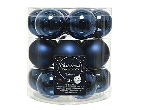 Decoris Weihnachtskugeln Glas 4cm x 18 Stück kleine Christbaumkugeln...