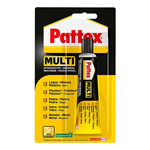 Pattex Colla Attaccatutto Trasparente, per Carta, Cartone, Legno, Sughero, Stoffa, Pelle, Plexiglass e Altri Materiali, 20ml