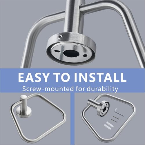 Miniatura 7 de Diyzon Toallero De Níquel Cepillado, Accesorio De Baño De Acero Inoxidable 304, Toallero Montado En La Pared Con Diseño Trapezoidal, Incluye Tacos Y Tornillos Montaje Con Taladro