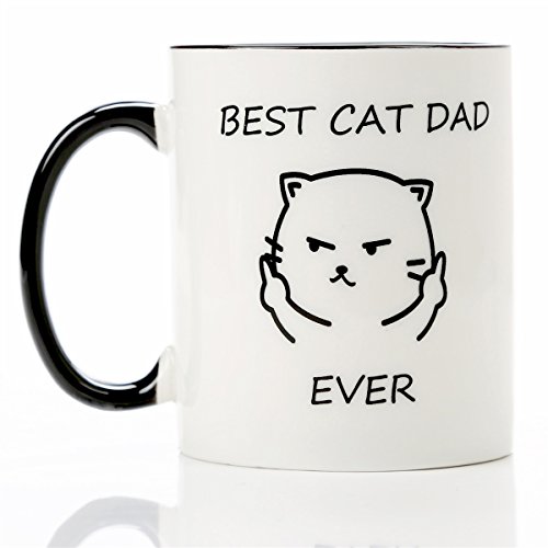 Cat Dad Gifts For Men- Best Cat Dad Ever-11 Oz Coffee Tea Cup, Pet Owner Rescue Cat Dad Christmas Gift Ideas #TOP1