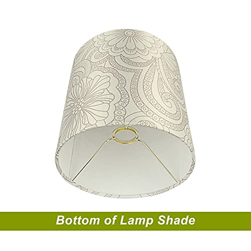 Image of Aspen Creative 58305A, Drum Uno Lamp Shade, Cream Floral Pattern, 8 inch Top x 8 inch Bottom x 8 inch Height, Slip UNO 33mm