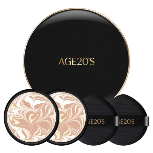 Image of [Vegan] AGE20'S Signature Essence Pact | Pack of 2 | 17N | Korean Cushion Foundation | Cream Foundation, Dewy & Glow Finish, Natural Coverage, SPF 50+