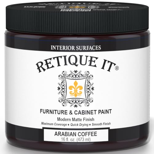Retique It Furniture and Cabinet Paint - Paint for Cabinets, Dressers, Tables, Doors and DIY Home Decor Projects, Arabian Coffee, 16 oz