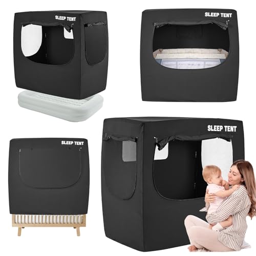 Image of BORNA Pack N Play Blackout Cover for Littles, Baby Sleep Pod, Full Size Crib Blackout Cover Blocks 90%+ Light, Breathable Baby Sleep Tent, Lightweight and Portable Crib Night Cover for Travel