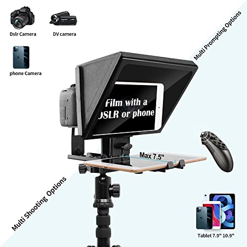 Liftable Teleprompter W/Remote Control And App With Adjustable Tempered Optical Glass Supports Smartphone,Dslr, Dv Camcorder Shooting. #TOP2
