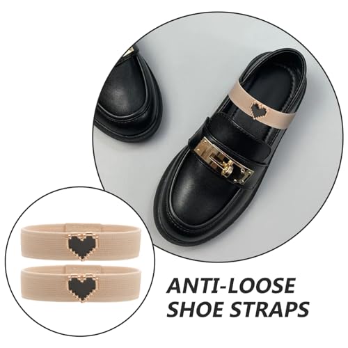 1Pair Heart Pearl Elastic Shoe Straps for Slip Flat Shoe Straps Comfortable Ankle Strap for Secure Fit Decorative Heart Design for Elegant Style3