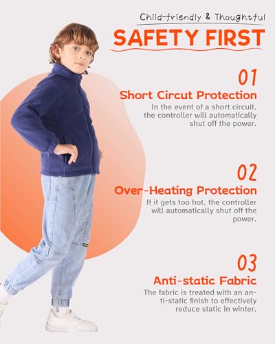 Image of HEWINZE Kids Heated Jacket,Fleece Jacket for Kids, Electric Heating Warming Jacket with 5V Battery Pack.