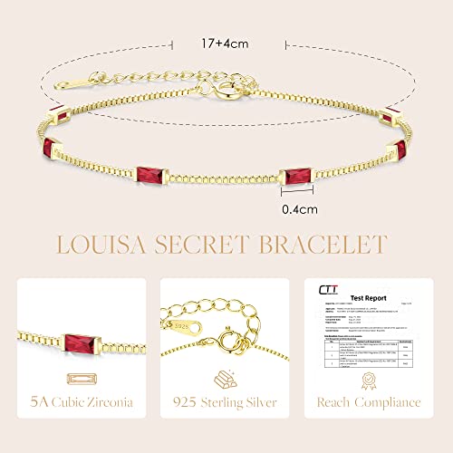 Louisa Secret Birthstone Bracelets For Women Girl, 925 Sterling Silver Dainty Simple Women Charm Link Bracelet, Birthday Anniversary Jewelry Gifts For Woman Girlfriend Mother Mom Her Wife #TOP2