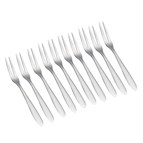 UTHCLO 10 pezzi Forchettine da Dessert in Acciaio Lucido Resistenti e Riutilizzabili per Frutta Mini Torte e Antipasti Lavabili in Lavastoviglie per Casa e Ristorante