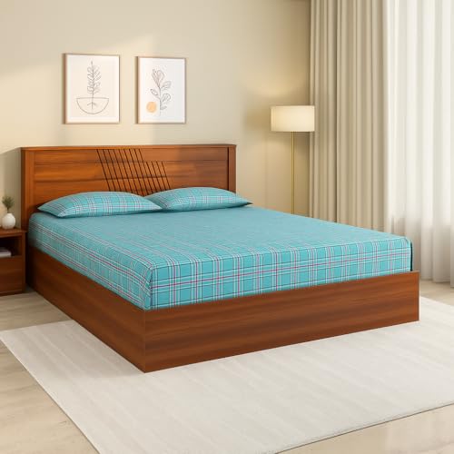 Image of Khadi Cotton 400 TC Checkered Bed Sheet for Single Bed Cover Single bedsheet 100% Soft Cotton flatsheet, Multi Color