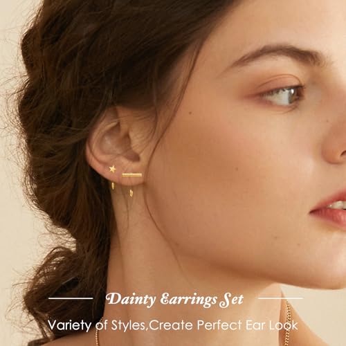 8 Pairs Stainless Steel Half Hoop Earrings | Huggie Hoop Earrings | Backless Earring for Women -Gold, Zircon, Pearl, Heart, Star, Bar, Ball, Dot by Tucnoeu - Image 6