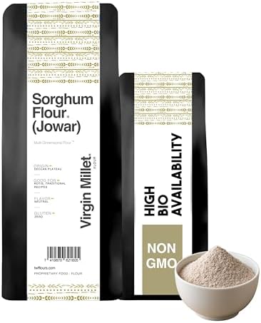 TWF Virgin Sorghum Flour | 1 kg | Gluten-Free | Jowar Atta | Stone-Ground | Jwari | Juwar | Jwar | Solam | Jonna | Joar | 100% Natural Millet Flour for Puffed Soft Rotis, Bhakris & Baking | Unadulterated & Nutrient-Rich