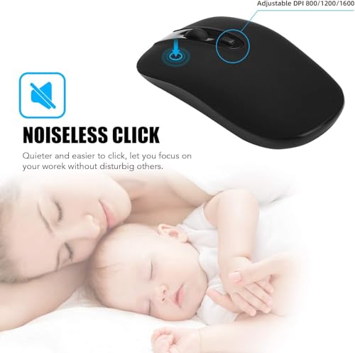 Image of cimetech Wireless Mouse, 800 /1200 /1600 DPI 2.4G Silent Noiseless Portable Mouse for Office and Home, Compatible with Laptop /PC /Computer Notebook - Black