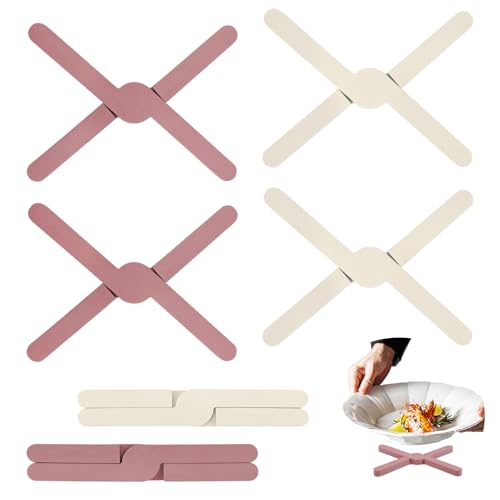 imposyu 6piezas Salvamanteles Plegables de Silicona Posavasos de Silicona para Ollas Soporte Antideslizantes de Resistente al Calor para Platos, Sartenes Calientes